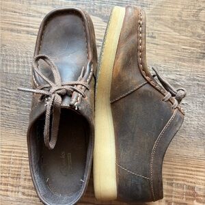 Clarks Brown Leather Lace-Up Casual Moc-Style Shoes
